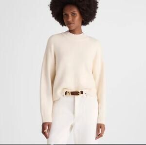 Madewell SoftWool Boxy Crewneck Sweater Heather Cloud Size XXS NEW (read)